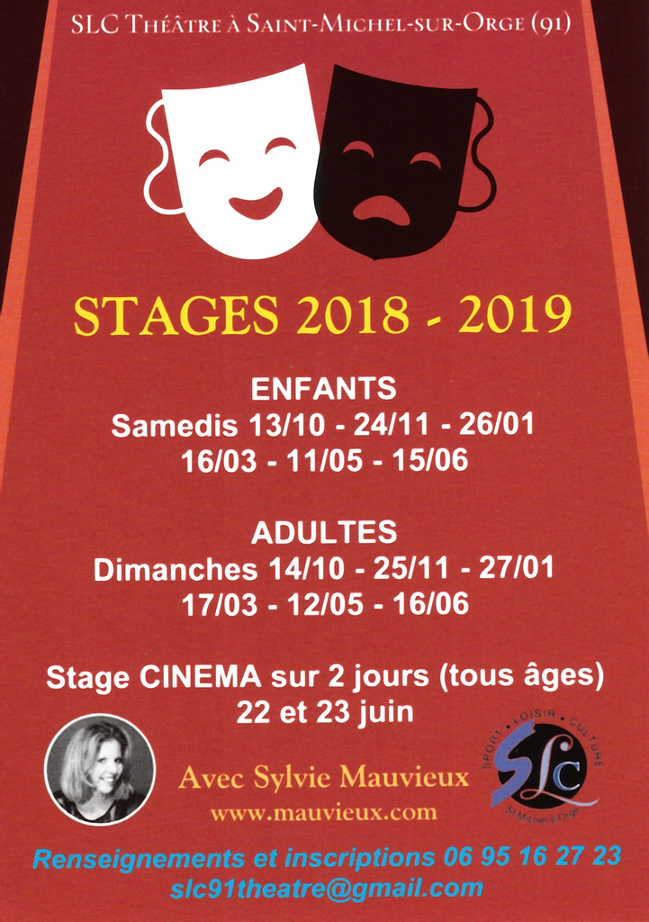 Stages 2018-2019 - Enfants - Adultes - Stage Cinéma - Sylvie Mauvieux - SLC Saint-Michel-sur-Orge